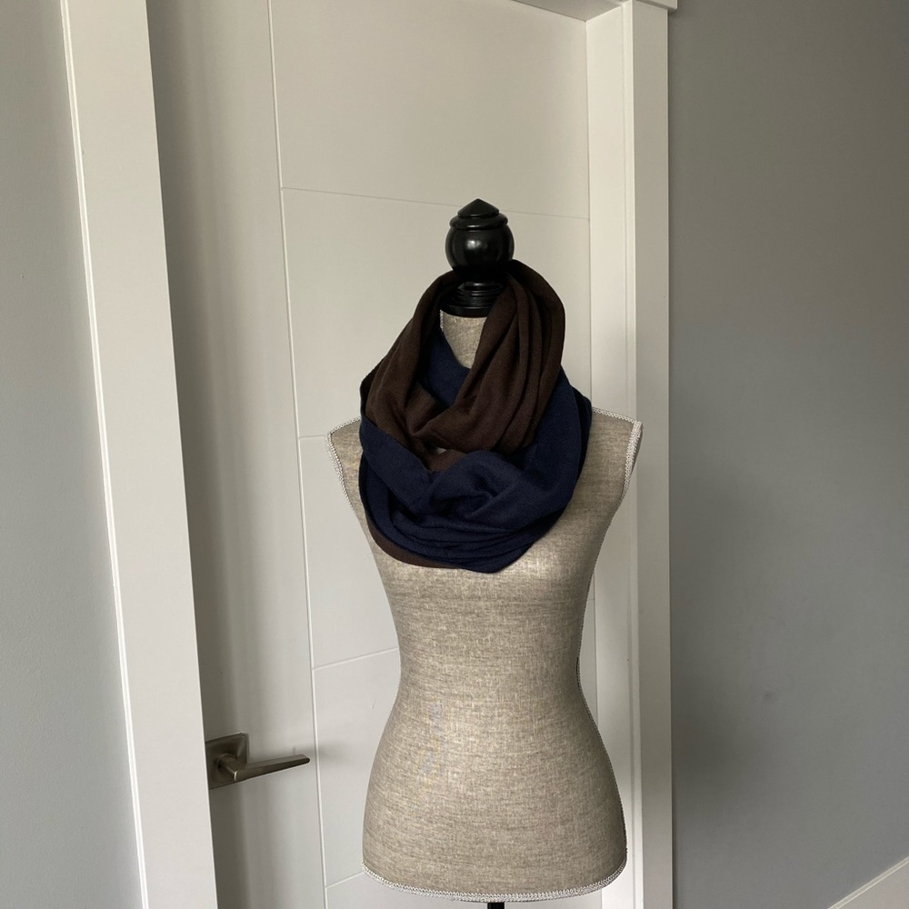 BOGO Blue and Brown Two Tone Infinity Scarf